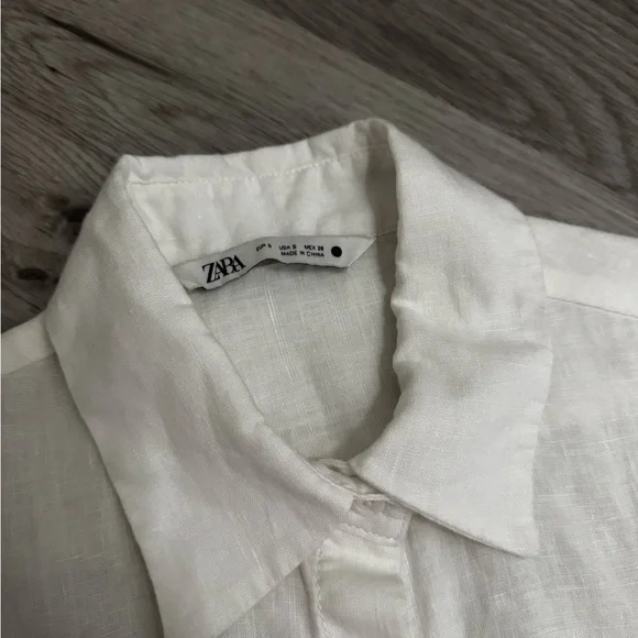 Zara Linen Cropped Button Down - Picture 2 of 3